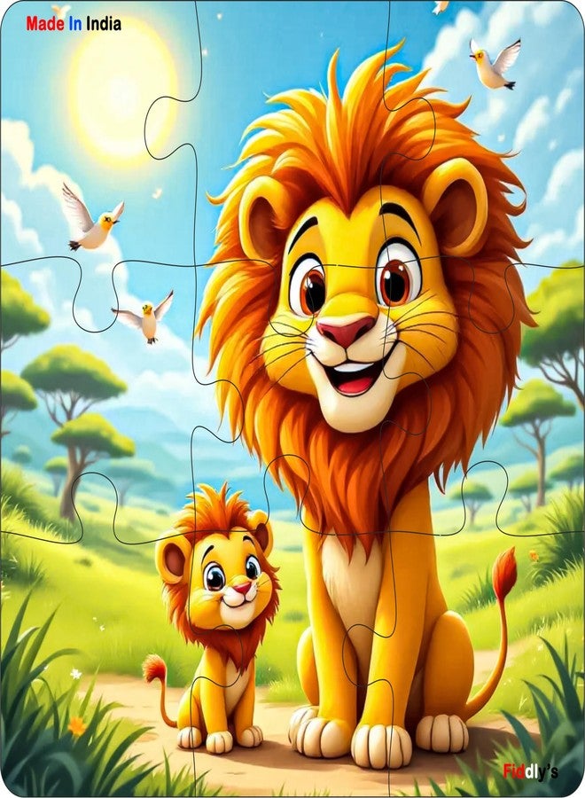 Fiddlys Single Layered Wooden Jigsaw Puzzle Games for Children & Kids -9 Pieces Age 2 3 4 5 6 Year Old Years Old Girls & Boys Animals Jigsaw Puzzle (Pack of 6 Wild Animal) - Image 5